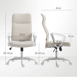 STILVORA Office Chair with High Back in Cream Linen - thumbnail 3