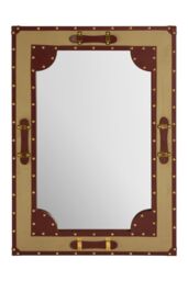 Orsina Columbus Canvas & Leather Trim Wall Mirror in Gold