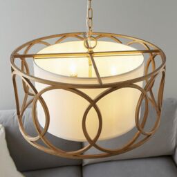 Netlighting 'VARESE' Stylish Dimmable Indoor 4 Light Fabric Ceiling Pendant in White - thumbnail 5
