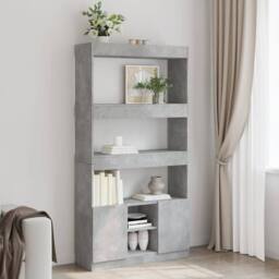 Berkfield Home Highboard¬†Concrete Grey 92x33x180 cm Engineered Wood - Size: 92 x 33 x 180 cm - thumbnail 2