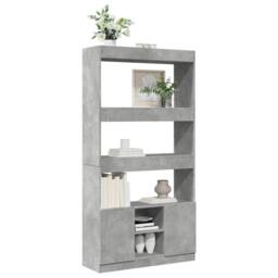 Berkfield Home Highboard¬†Concrete Grey 92x33x180 cm Engineered Wood - Size: 92 x 33 x 180 cm - thumbnail 4