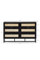 Julian Bowen Padstow Rattan 6 Drawer Wide Chest in Black - thumbnail 8