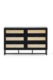 Julian Bowen Padstow Rattan 6 Drawer Wide Chest in Black - thumbnail 5