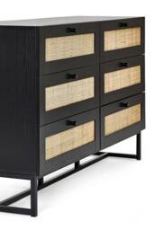 Julian Bowen Padstow Rattan 6 Drawer Wide Chest in Black - thumbnail 7