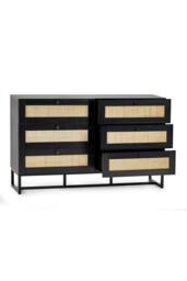 Julian Bowen Padstow Rattan 6 Drawer Wide Chest in Black - thumbnail 4