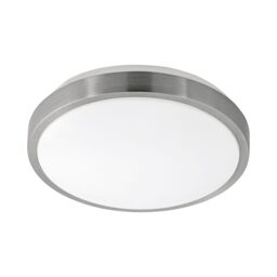 Loops Wall Flush Ceiling Light White Shade White Satined Nickel Plastic Bulb LED 18W in Metallics