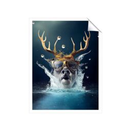 "Warren Reed - Designer Stag With Glasses Splashart Unframed Art Print - Size: W20"" x H30""" - thumbnail 1