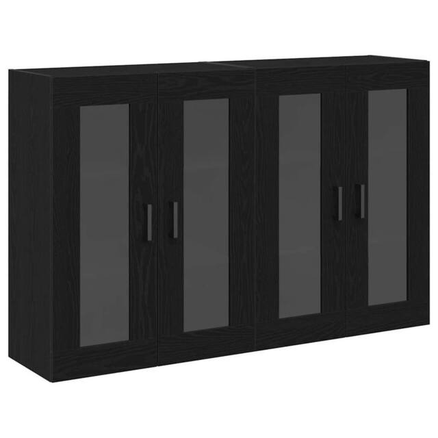 Berkfield Home Wall Mounted Cabinets 2 pcs Black Oak 69, 5x34x90 cm Engineered Wood - Size: 5 x 34 x 90 cm - image 1