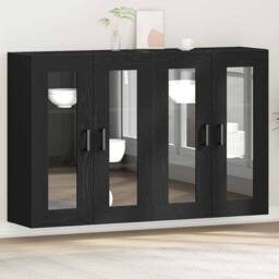 Berkfield Home Wall Mounted Cabinets 2 pcs Black Oak 69, 5x34x90 cm Engineered Wood - Size: 5 x 34 x 90 cm - thumbnail 2