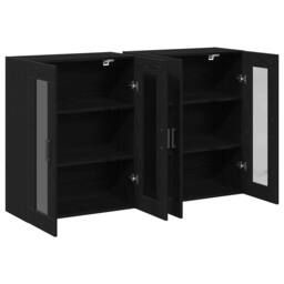 Berkfield Home Wall Mounted Cabinets 2 pcs Black Oak 69, 5x34x90 cm Engineered Wood - Size: 5 x 34 x 90 cm - thumbnail 5