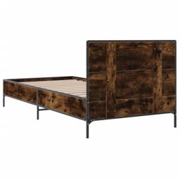 Berkfield Home Bed Frame without Mattress Smoked Oak 90x200 cm in Brown - thumbnail 6