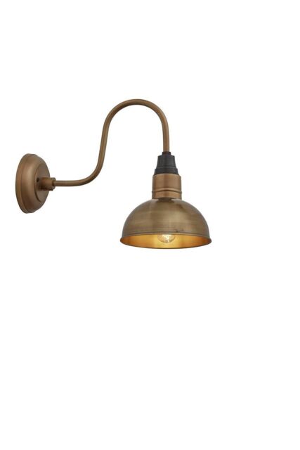 Industville Swan Neck Dome Wall Light, 8 Inch, Brass, Brass Holder in Bronze - image 1