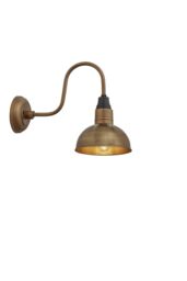 Industville Swan Neck Dome Wall Light, 8 Inch, Brass, Brass Holder in Bronze