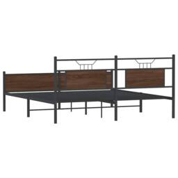 Berkfield Home Metal Bed Frame without Mattress Brown Oak 160x200 cm - thumbnail 8