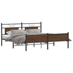 Berkfield Home Metal Bed Frame without Mattress Brown Oak 160x200 cm - thumbnail 1