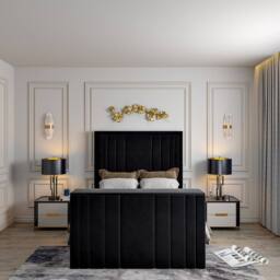 KDMD Ashburnham Upholstered Soft Velvet Black Tv Bespoke Bed Frame - Size: King - thumbnail 8