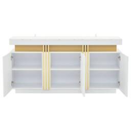Matteo Modern White & Gold Sideboard - Faux Marble Top, 3-Door Storage - thumbnail 9
