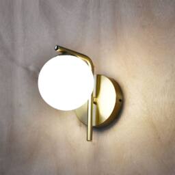 First Choice Lighting Set of 2 Grosvenor - Satin Brass Wall Lights with Glass Globes in Gold - thumbnail 3