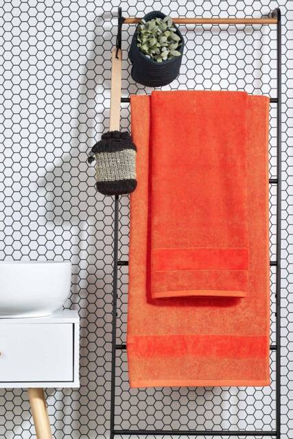 CHRISTY 'Prism' Bold Luxury 100% Turkish Cotton Towels in Orange - Size: Bath Sheet - image 1