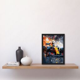 Artery8 Grand Prix Race Car in Action on Track Circuit Artwork Framed Wall Art Print A4 in Black - thumbnail 2