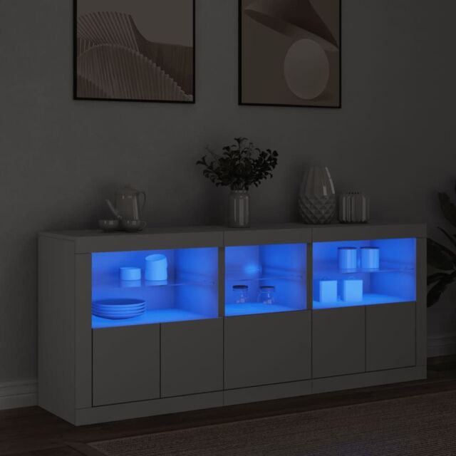 Berkfield Home Sideboard with LED Lights White 162x37x67 cm - Size: 162 x 37 x 67 cm - image 1