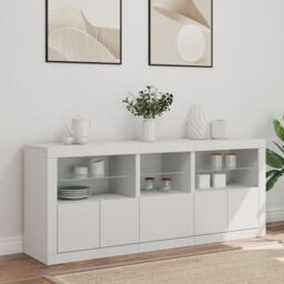 Berkfield Home Sideboard with LED Lights White 162x37x67 cm - Size: 162 x 37 x 67 cm - thumbnail 3