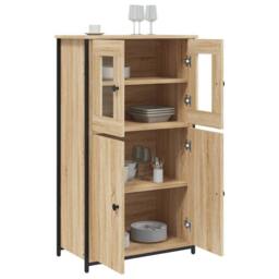 Berkfield Home Highboard Sonoma Oak 62x32x106.5 cm Engineered Wood in Light Oak - thumbnail 4