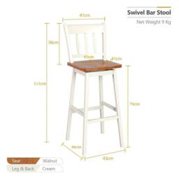 VOGREX 2 Pack 360 Swivel Wooden Counter Height Bar Stools - thumbnail 2