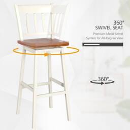 VOGREX 2 Pack 360 Swivel Wooden Counter Height Bar Stools