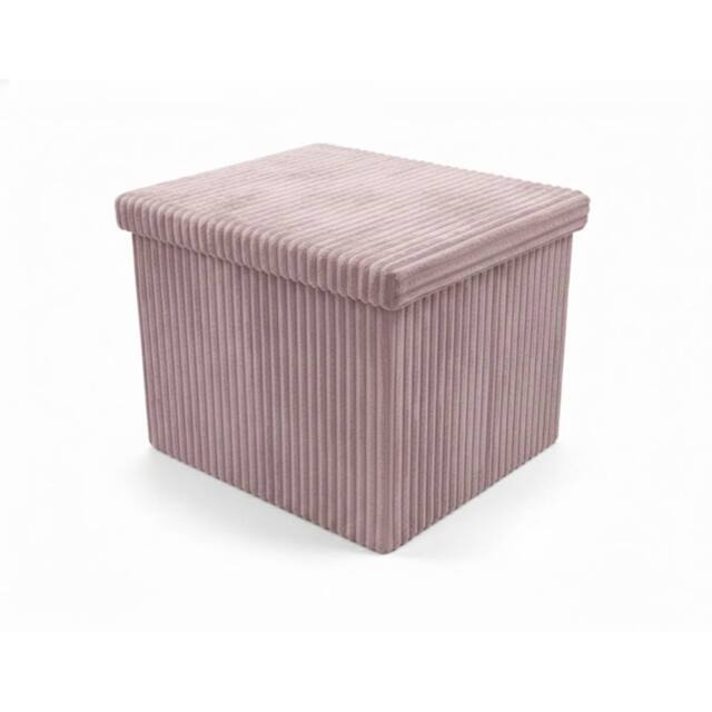 Snug City Corduroy Square Storage Box with Lid Elegant Organizer for Any Room in Pink - Size: Small - image 1