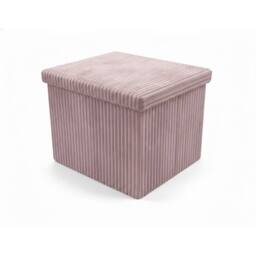 Snug City Corduroy Square Storage Box with Lid Elegant Organizer for Any Room in Pink - Size: Small - thumbnail 1