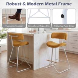 SPETLEK Mid-century Modern Kitchen Island Chairs with Footrest in Orange - Size: 0.6m2 - thumbnail 5
