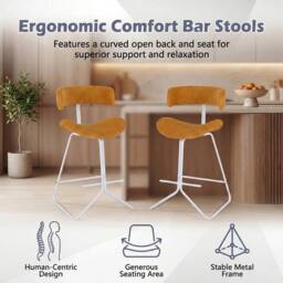 SPETLEK Mid-century Modern Kitchen Island Chairs with Footrest in Orange - Size: 0.6m2 - thumbnail 6