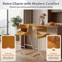 SPETLEK Mid-century Modern Kitchen Island Chairs with Footrest in Orange - Size: 0.6m2 - thumbnail 7