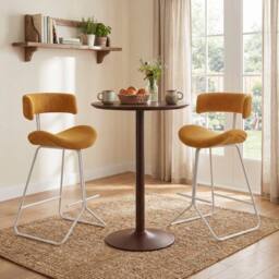 SPETLEK Mid-century Modern Kitchen Island Chairs with Footrest in Orange - Size: 0.6m2 - thumbnail 8