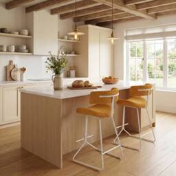 SPETLEK Mid-century Modern Kitchen Island Chairs with Footrest in Orange - Size: 0.6m2 - thumbnail 4
