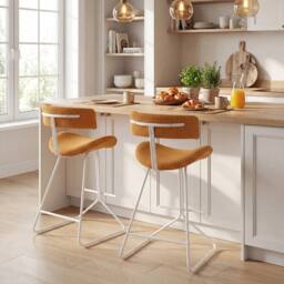 SPETLEK Mid-century Modern Kitchen Island Chairs with Footrest in Orange - Size: 0.6m2 - thumbnail 3