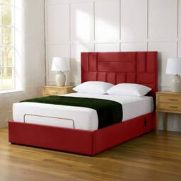 PARADISE BEDS LTD Electric Adjustable Panel Mobility Bed with Headboard & Mattress in Dark Red - Size: Small Double