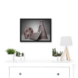 Artery8 Film Director Equipment Clapperboard Reel Megaphone A4 Artwork Framed Wall Art Print in Black - thumbnail 2