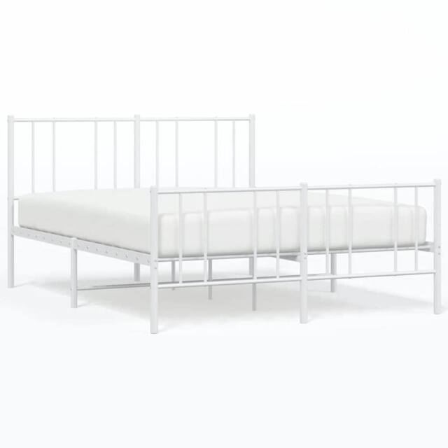 Berkfield Home Metal Bed Frame with Headboard & Footboard White 150x200 cm Kin… - Size: Small Double - image 1