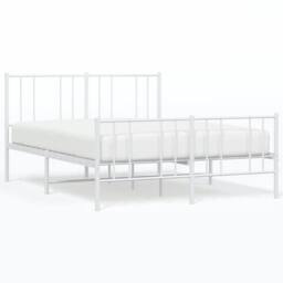 Berkfield Home Metal Bed Frame with Headboard & Footboard White 150x200 cm Kin… - Size: Small Double - thumbnail 1