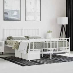 Berkfield Home Metal Bed Frame with Headboard & Footboard White 150x200 cm Kin… - Size: Small Double - thumbnail 4