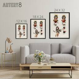 "Artery8 Hopi Kachinas Hopi Native Vintage Black Framed Canvas Wall Art in White - Size: W12"" x H16""" - thumbnail 4