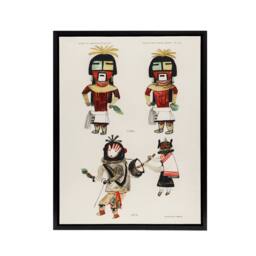 "Artery8 Hopi Kachinas Hopi Native Vintage Black Framed Canvas Wall Art in White - Size: W12"" x H16""" - thumbnail 1