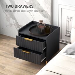HOMCOM Bedside Table with 2 Drawers for Bedroom, Living Room in Black - thumbnail 5