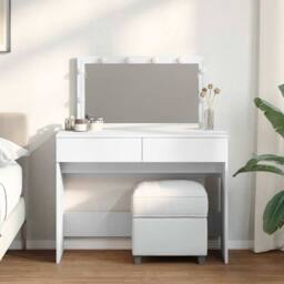 Berkfield Home Dressing Table with LED White 100x40x120 cm - Size: 100 x 40 x 120 cm - thumbnail 2