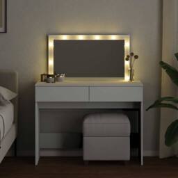 Berkfield Home Dressing Table with LED White 100x40x120 cm - Size: 100 x 40 x 120 cm - thumbnail 3