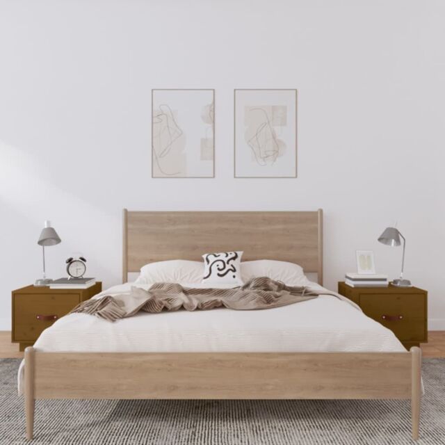 Berkfield Home Bedside Cabinets 2 pcs Honey Brown 40x34x35 cm Solid Wood Pine - Size: 40 x 34 x 35 cm - image 1