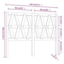 Berkfield Home Bed Headboard Grey 146x4x100 cm Solid Wood Pine - Size: 146 x 4 x 100 cm - thumbnail 6