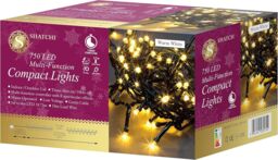 Shatchi 750 LEDs Warm White Compact Lights Green Cable with 8 Effects Multifunction Auto Memory Christmas Decorations in Yellow - thumbnail 4